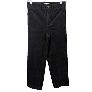 Everlane Womens 4 Black Wide Leg Corduroy Pants‎ Organic Cotton Stretch